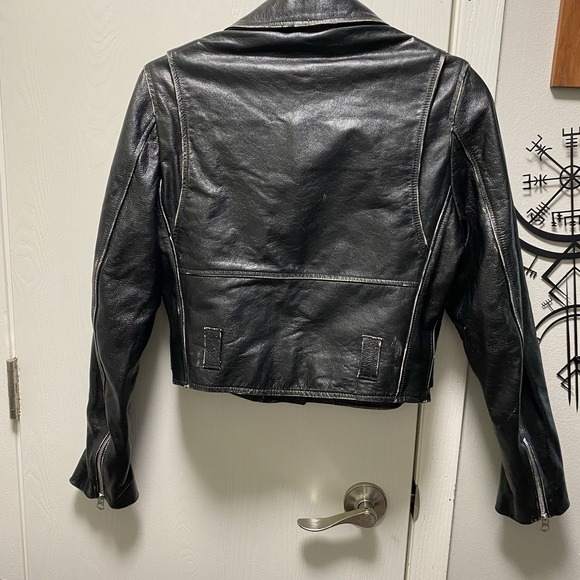 Nwt Women's‎ Re/done Brand Distressed Italian Leather Moto Black Jacket S $1250 - Picture 15 of 16